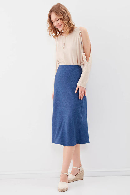 SIDE ZIPPERED MIDI HEIGHT SKIRT