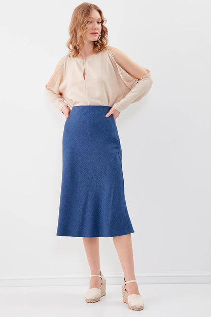 SIDE ZIPPERED MIDI HEIGHT SKIRT