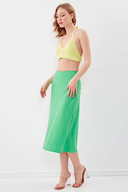 SIDE ZIPPERED MIDI HEIGHT SKIRT