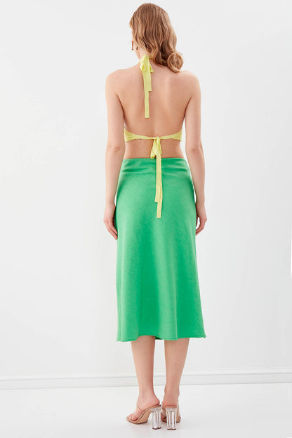 SIDE ZIPPERED MIDI HEIGHT SKIRT