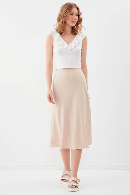 SIDE ZIPPERED MIDI HEIGHT SKIRT