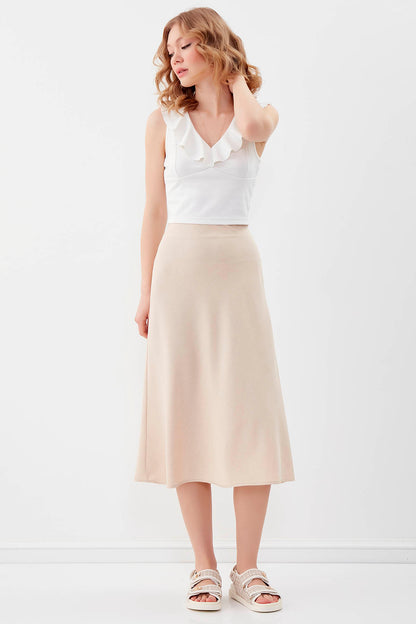 SIDE ZIPPERED MIDI HEIGHT SKIRT
