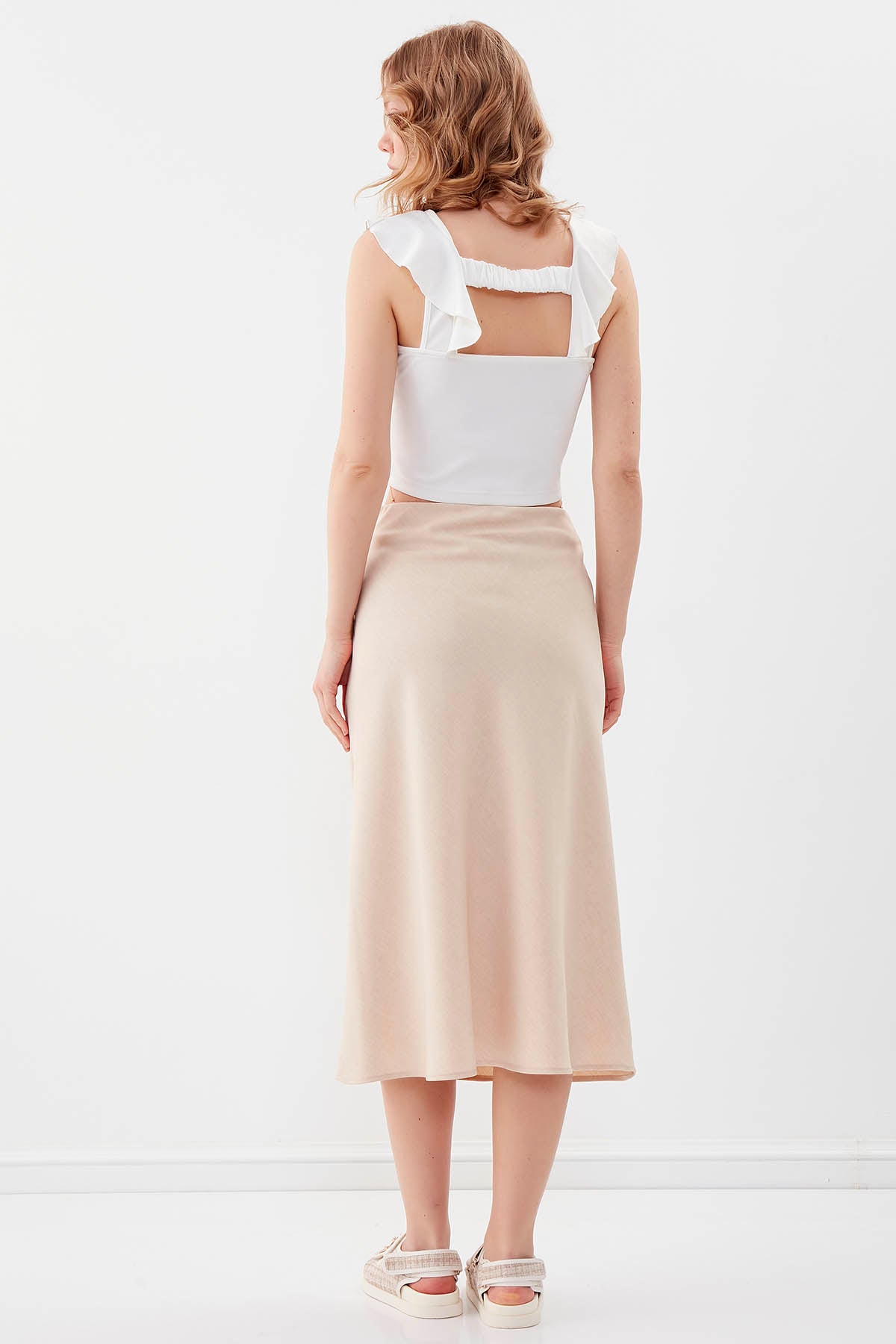 SIDE ZIPPERED MIDI HEIGHT SKIRT