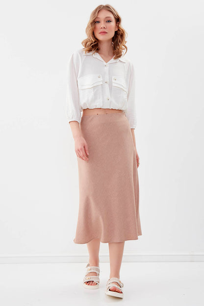 SIDE ZIPPERED MIDI HEIGHT SKIRT