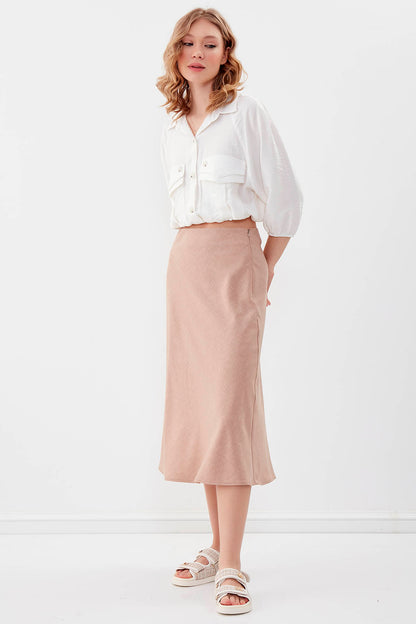 SIDE ZIPPERED MIDI HEIGHT SKIRT