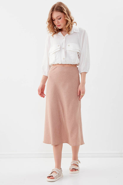 SIDE ZIPPERED MIDI HEIGHT SKIRT