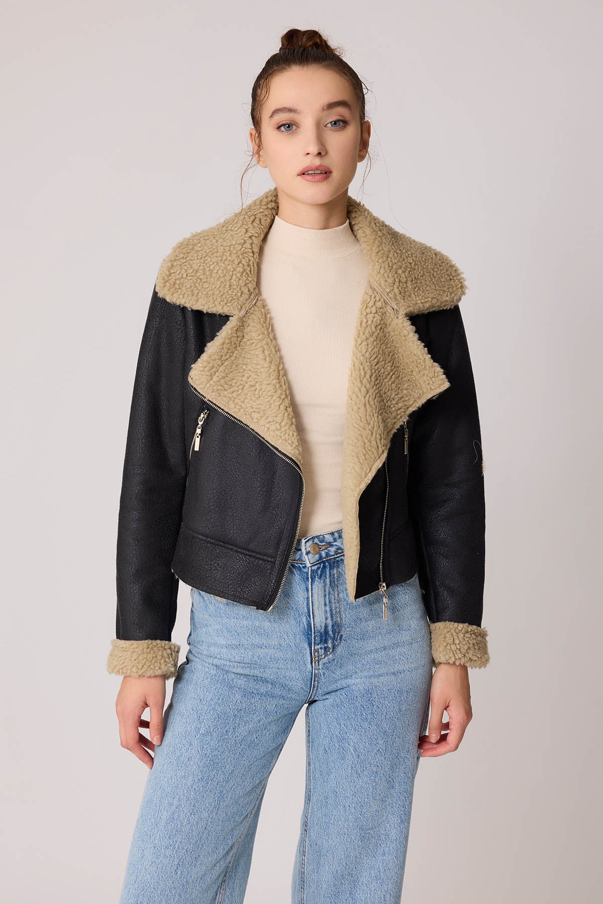 FAUX LEATHER BIKER JACKET