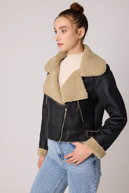FAUX LEATHER BIKER JACKET