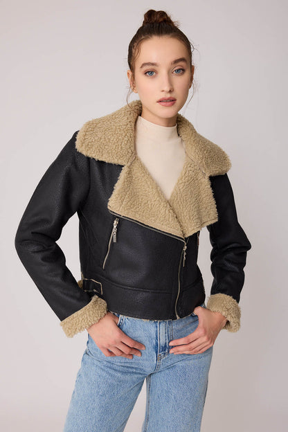 FAUX LEATHER BIKER JACKET