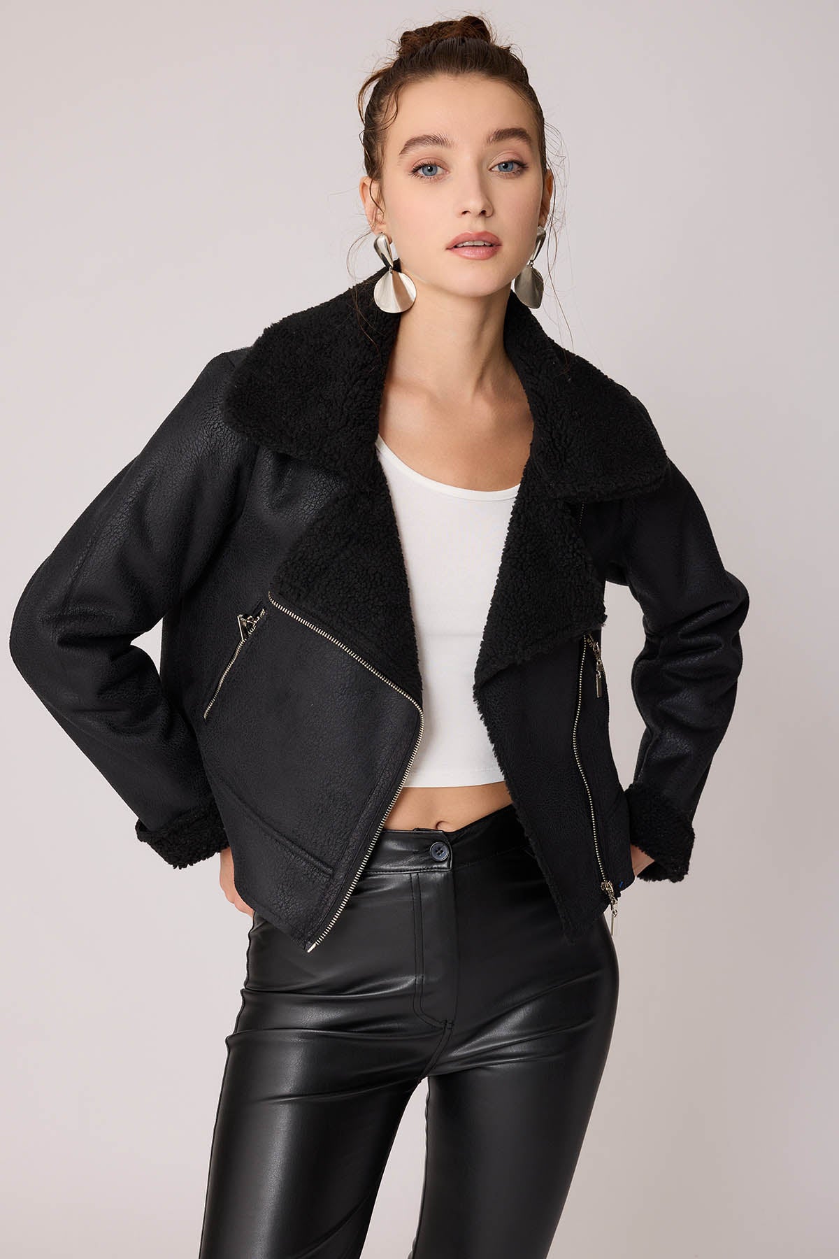 FAUX LEATHER BIKER JACKET