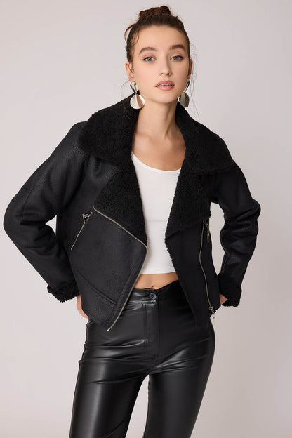 FAUX LEATHER BIKER JACKET