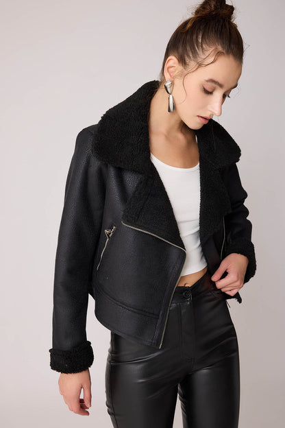 FAUX LEATHER BIKER JACKET
