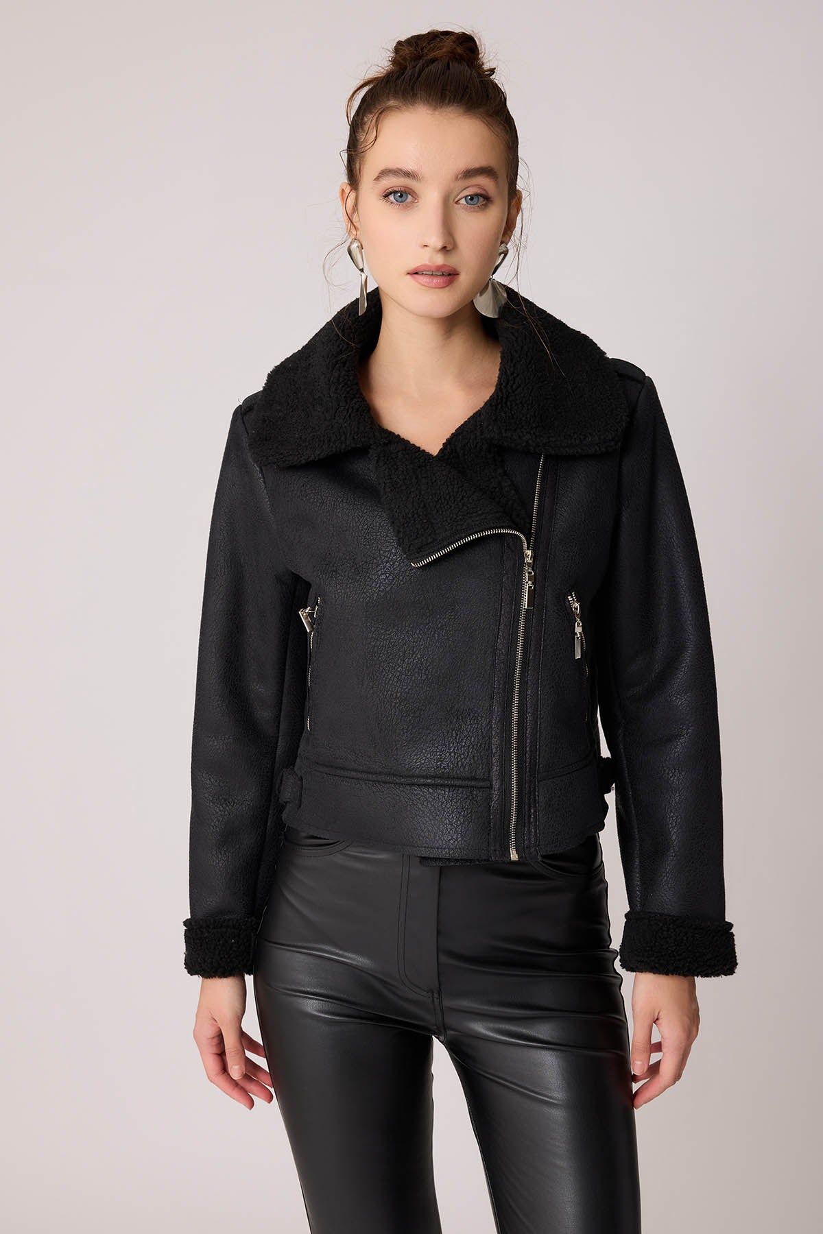 FAUX LEATHER BIKER JACKET