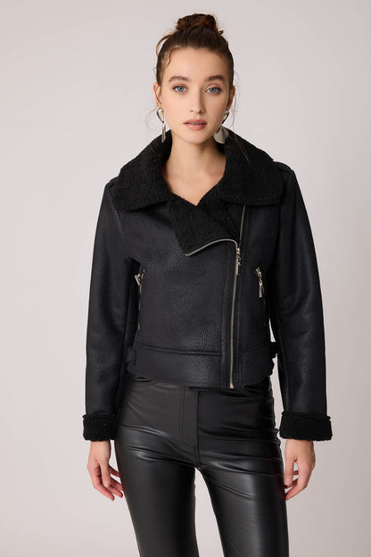 FAUX LEATHER BIKER JACKET