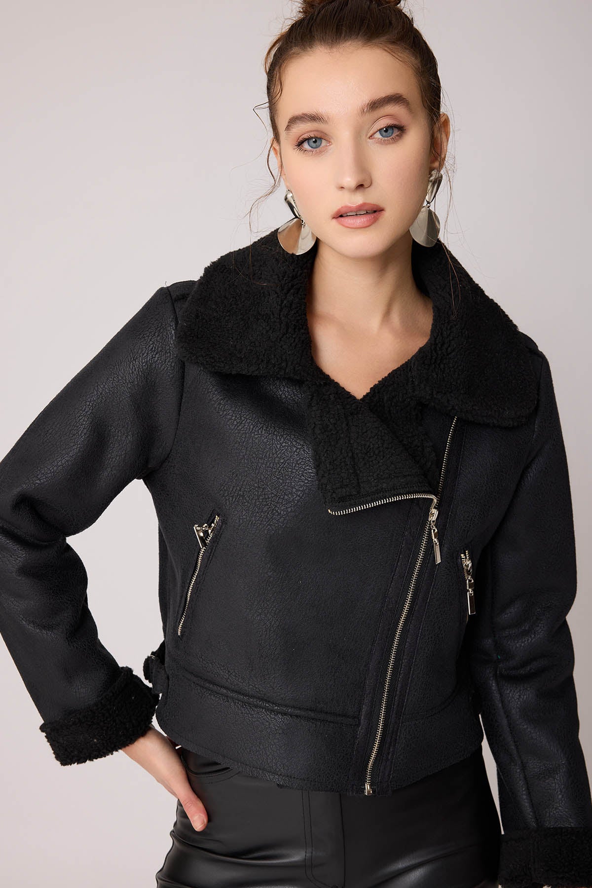 FAUX LEATHER BIKER JACKET