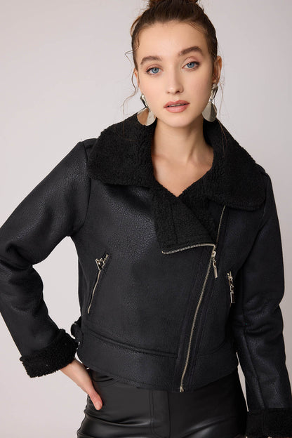 FAUX LEATHER BIKER JACKET