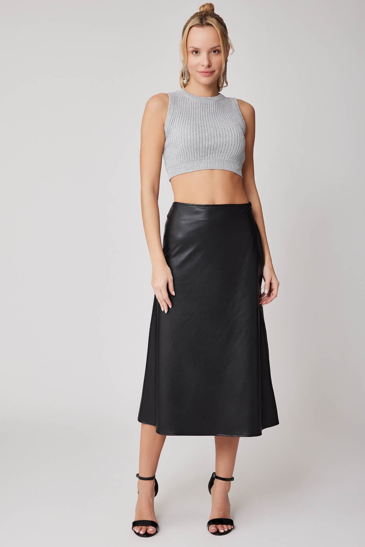 ZIPPER MIDI-HEIGHT LEATHER SKIRT