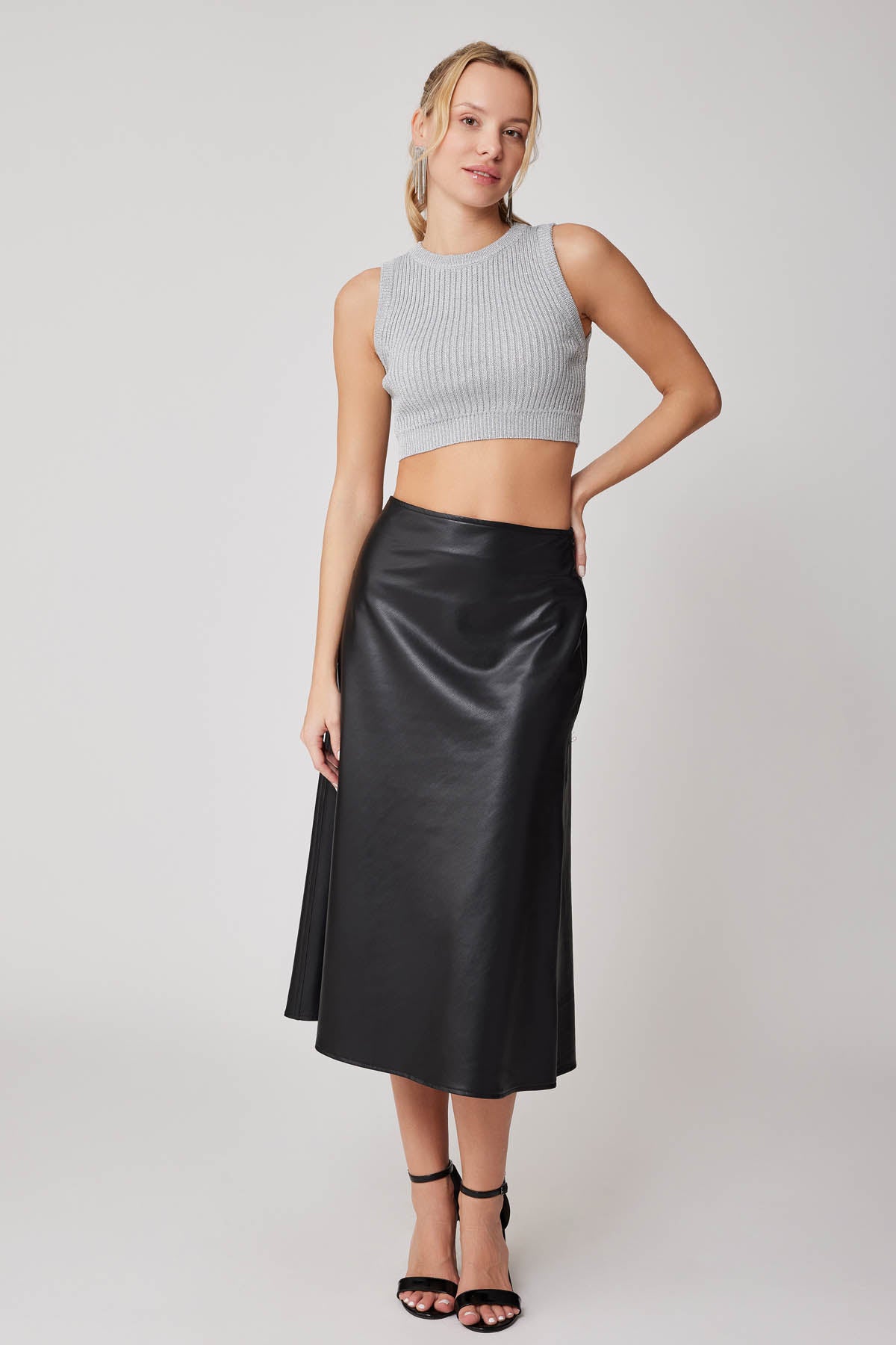 ZIPPER MIDI-HEIGHT LEATHER SKIRT