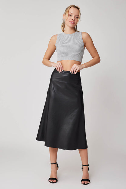 ZIPPER MIDI-HEIGHT LEATHER SKIRT
