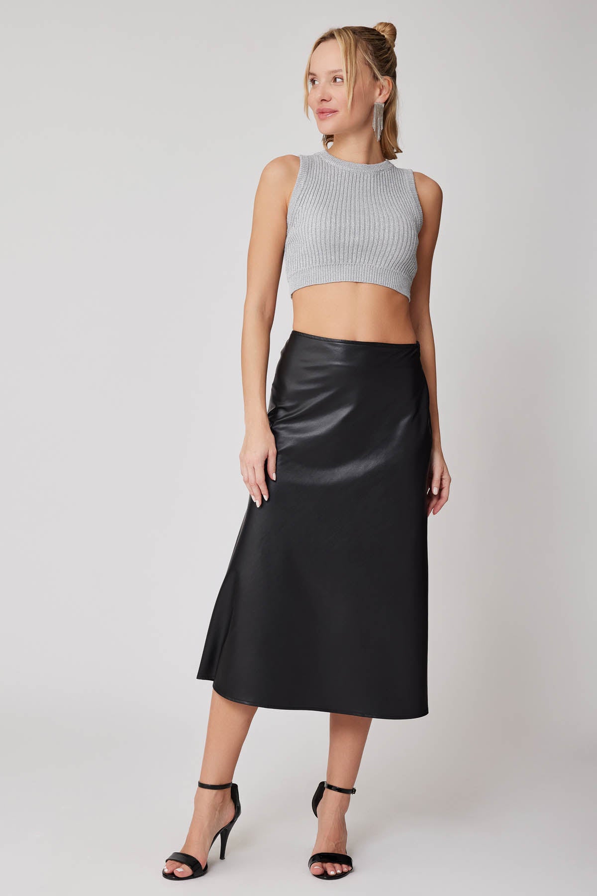 ZIPPER MIDI-HEIGHT LEATHER SKIRT
