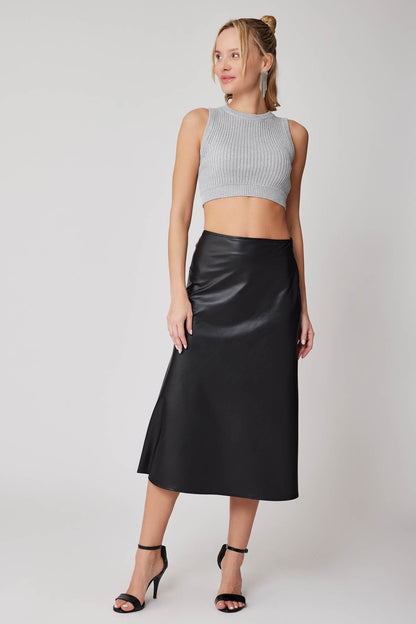 ZIPPER MIDI-HEIGHT LEATHER SKIRT