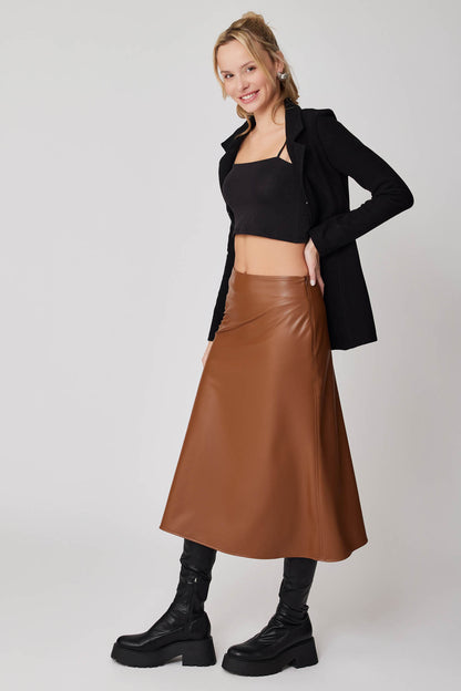 ZIPPER MIDI-HEIGHT LEATHER SKIRT