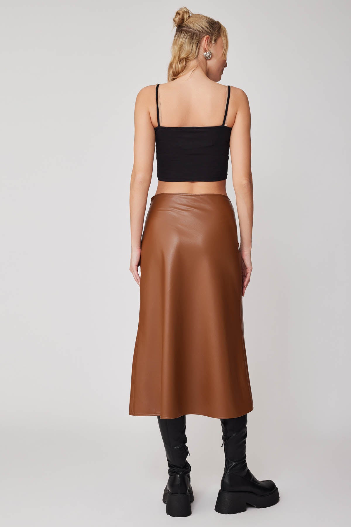ZIPPER MIDI-HEIGHT LEATHER SKIRT