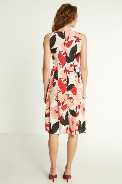 SIDE OPEN DETAILED V COLLAR DRESS