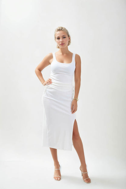SLEEVELESS BLOUSE WITH RUBBED SIDES