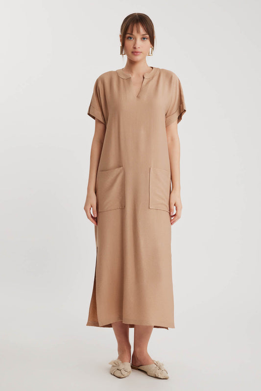 DOUBLE POCKET DRESS WITH SIDE SPLIT