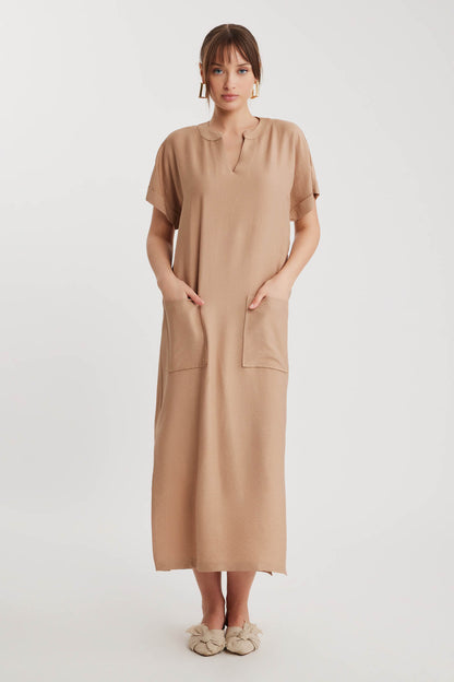 DOUBLE POCKET DRESS WITH SIDE SPLIT