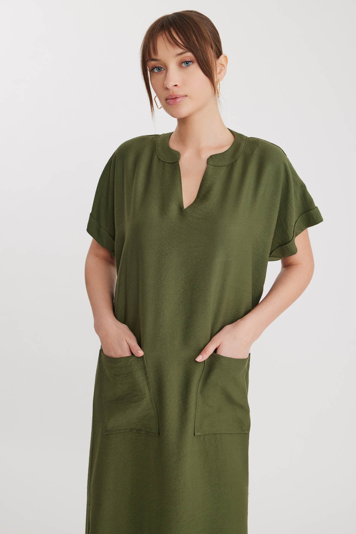DOUBLE POCKET DRESS WITH SIDE SPLIT