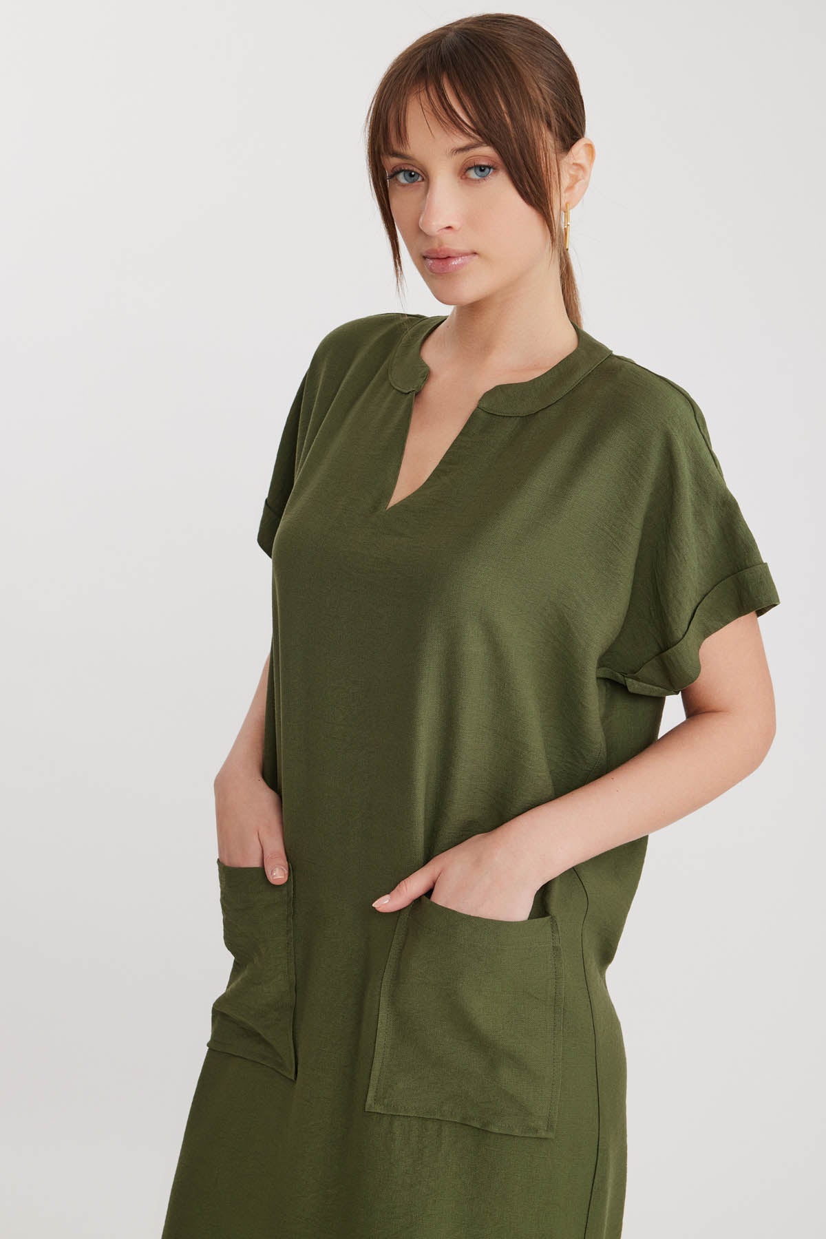 DOUBLE POCKET DRESS WITH SIDE SPLIT
