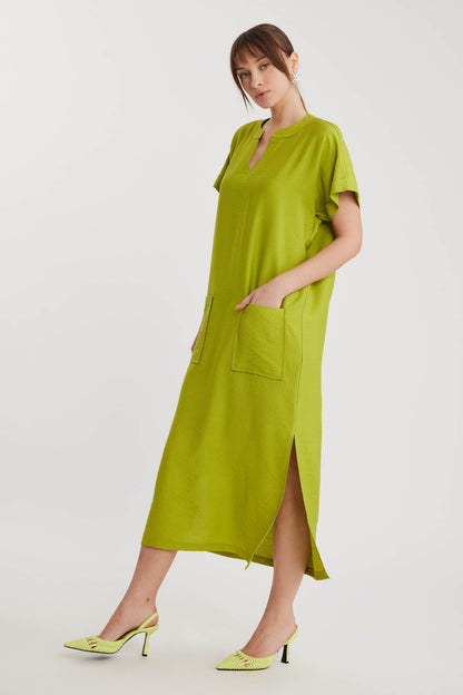 DOUBLE POCKET DRESS WITH SIDE SPLIT
