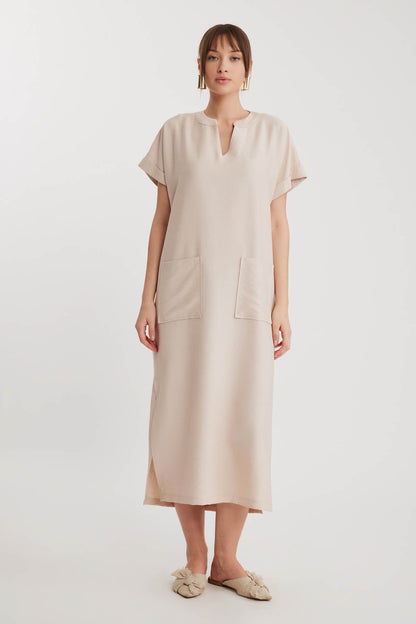 DOUBLE POCKET DRESS WITH SIDE SPLIT