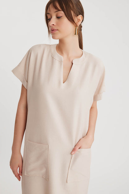 DOUBLE POCKET DRESS WITH SIDE SPLIT