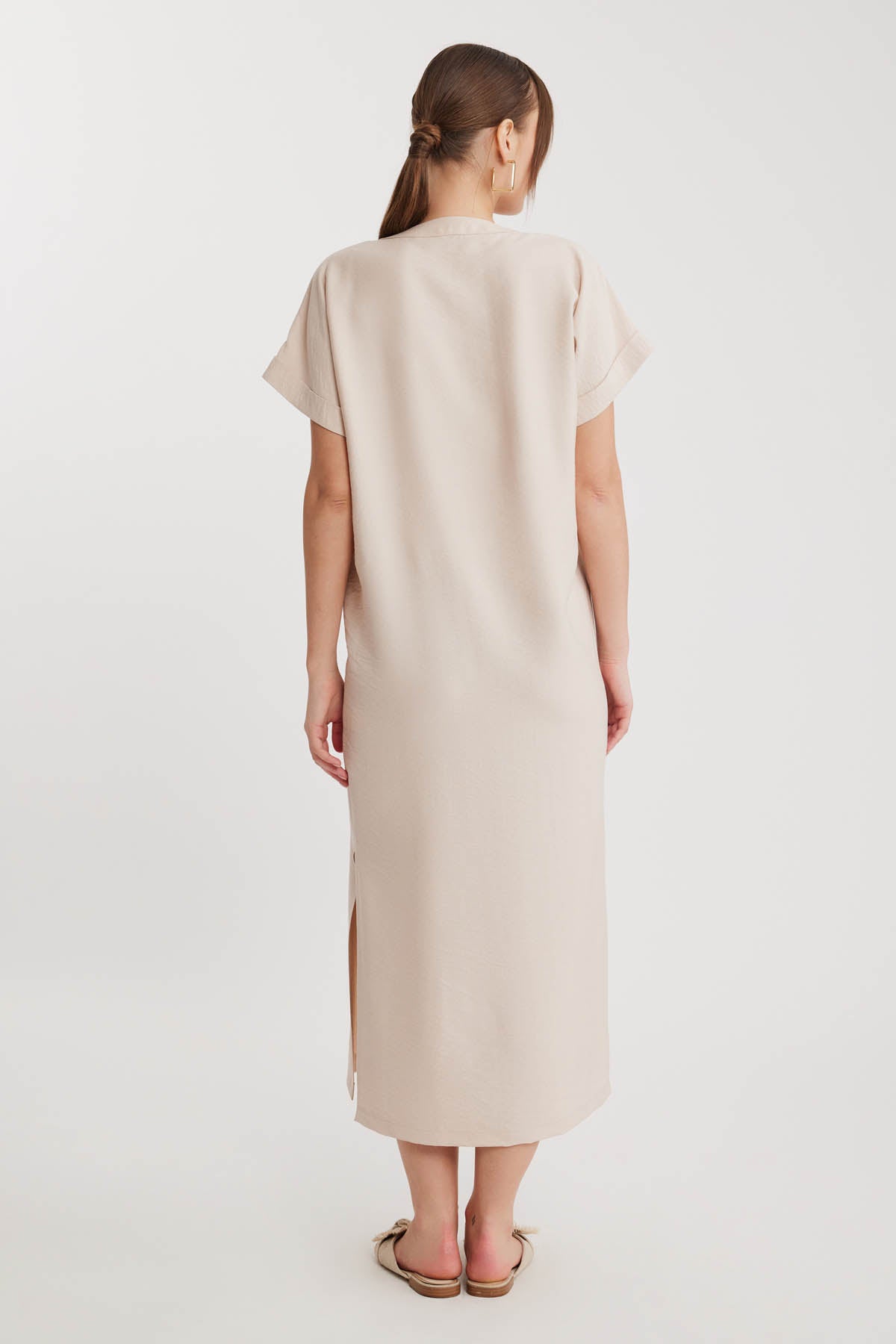 DOUBLE POCKET DRESS WITH SIDE SPLIT