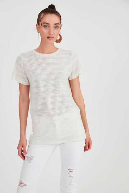 ROUND-COLLAR T-SHIRT WITH RIPPLES