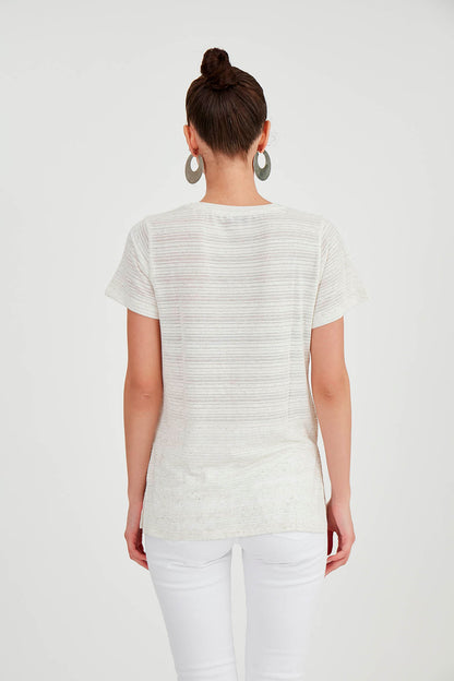 ROUND-COLLAR T-SHIRT WITH RIPPLES