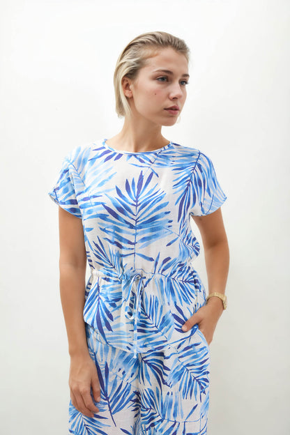 LEAF PATTERN CURVED BLOUSE