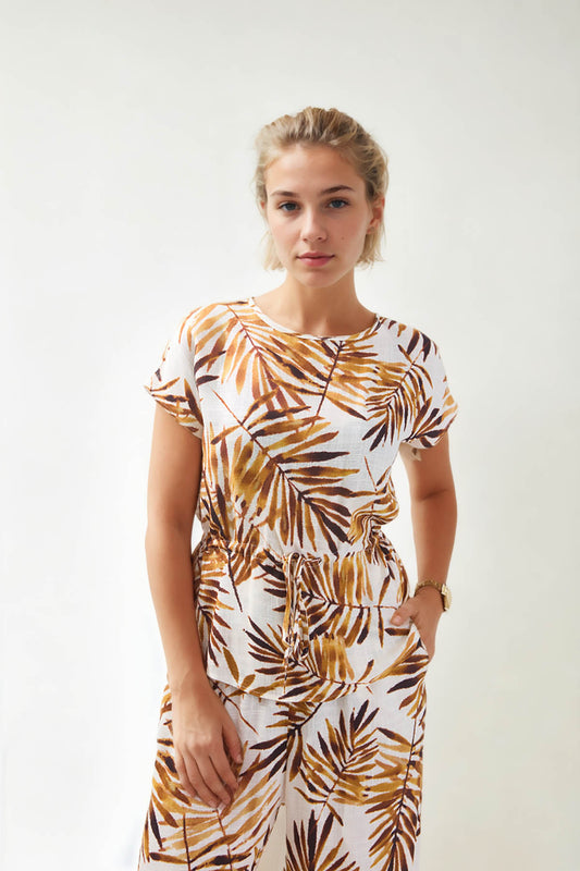 LEAF PATTERN CURVED BLOUSE