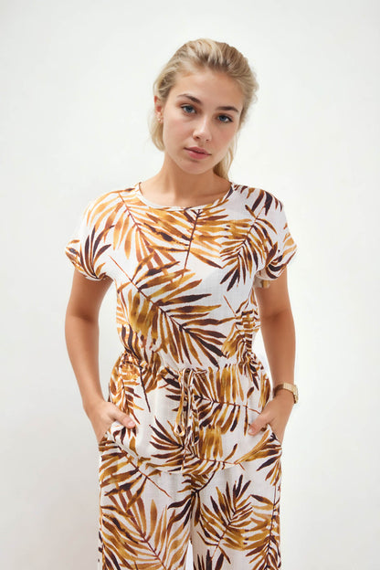 LEAF PATTERN CURVED BLOUSE