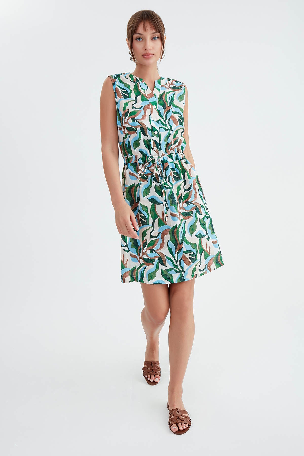 DRESS WITH LEAF PATTERN