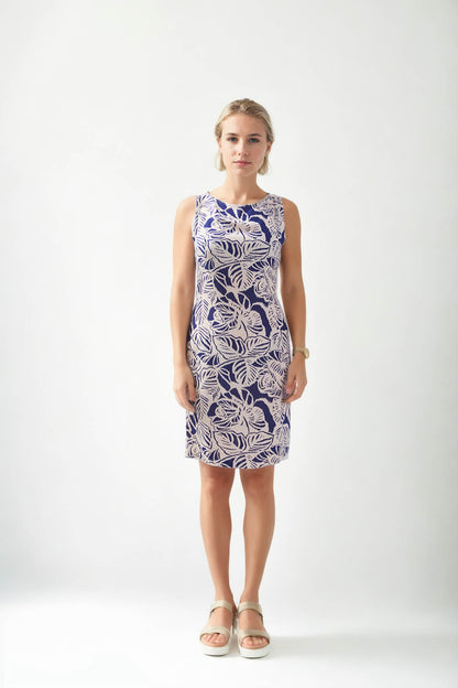 LEAF PATTERN SLEEVELESS DRESS