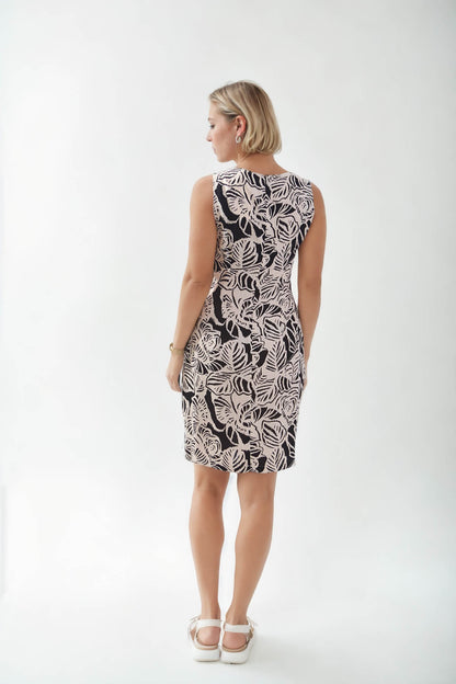 LEAF PATTERN SLEEVELESS DRESS