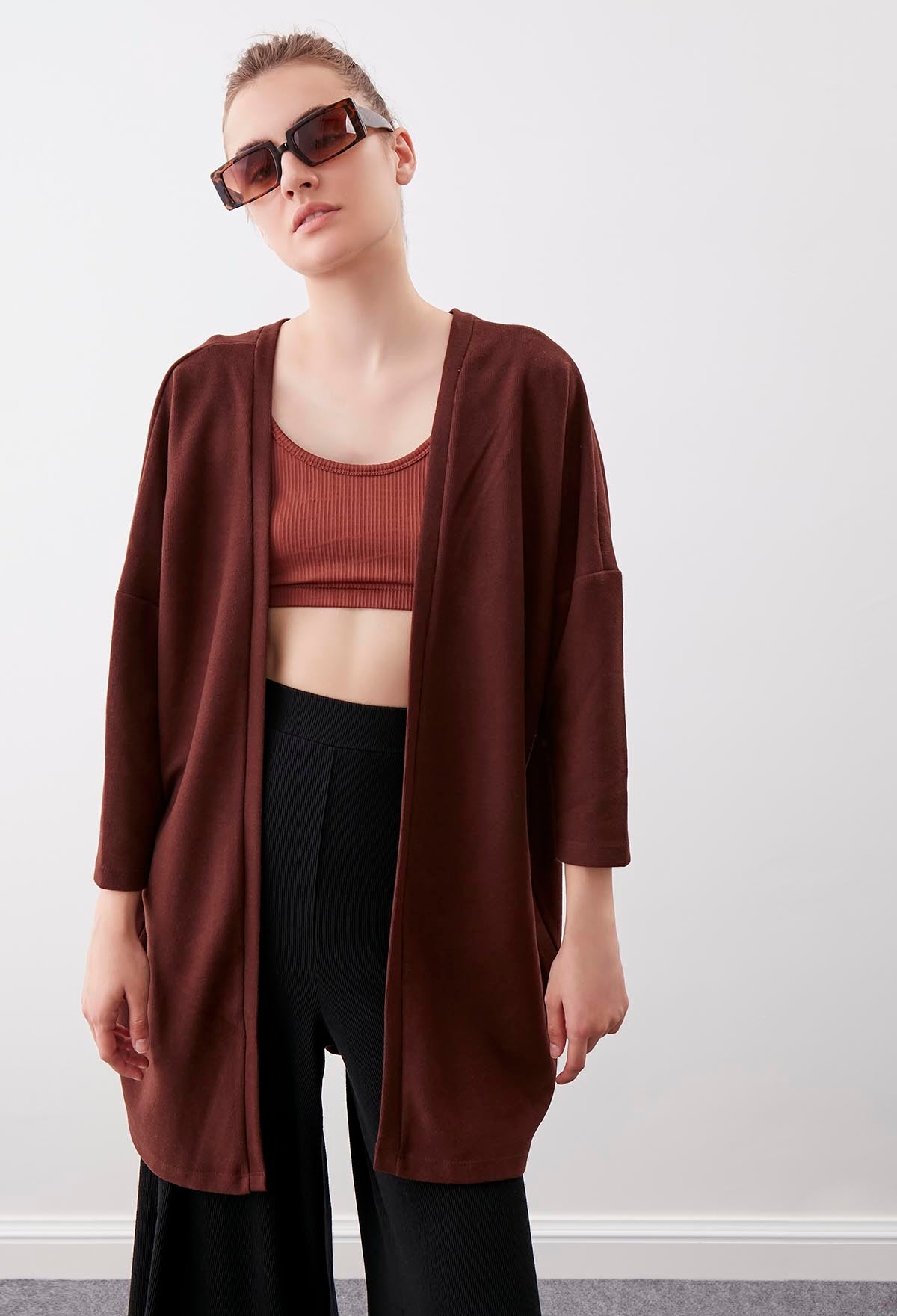 BAT SLEEVE KNITTED CARDIGAN