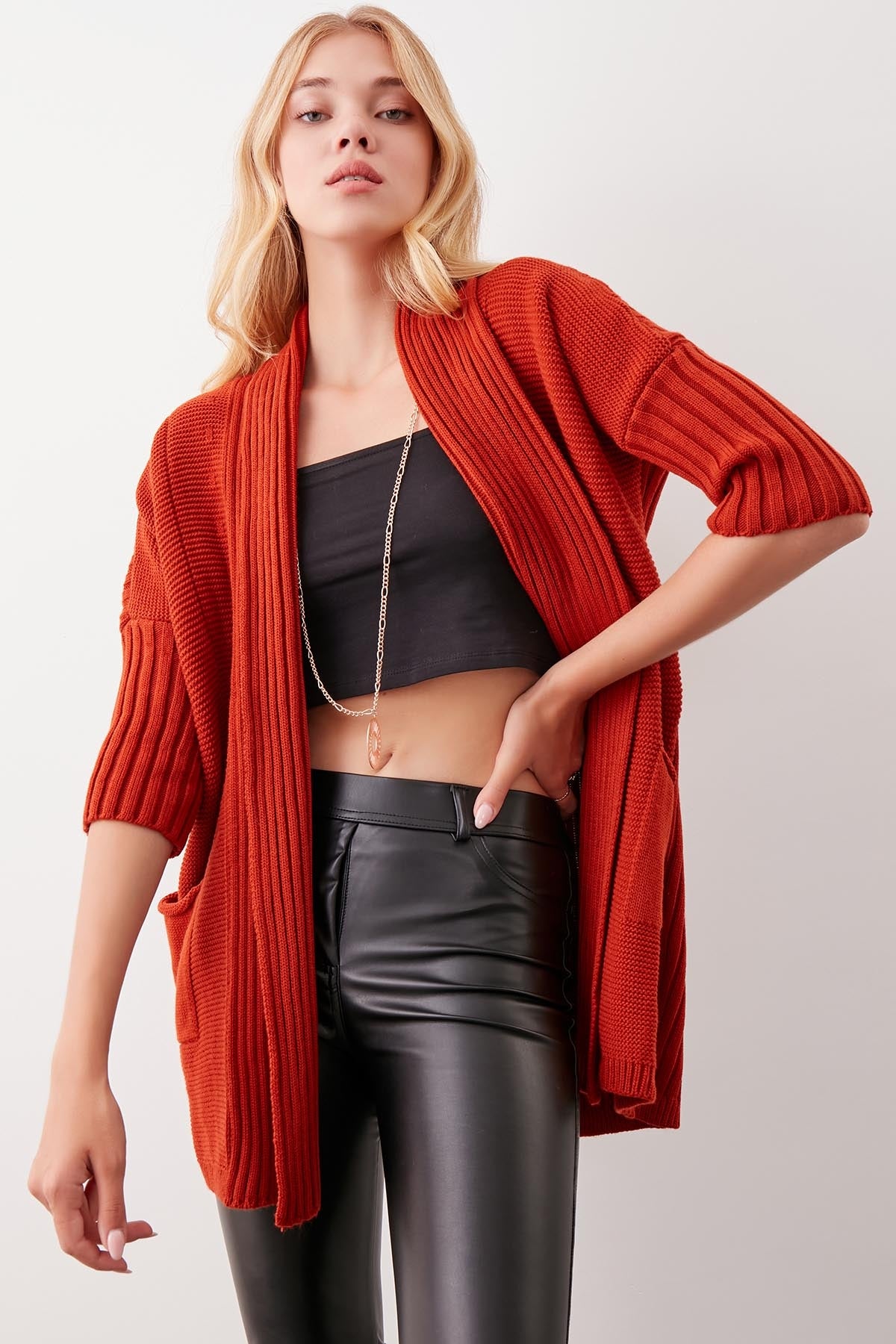BAT SLEEVE LOOSE KNITTED CARDIGAN