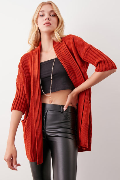 BAT SLEEVE LOOSE KNITTED CARDIGAN