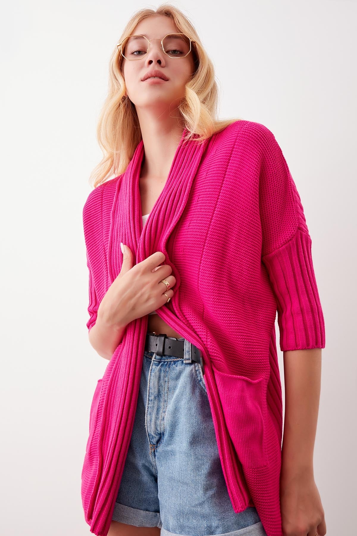 BAT SLEEVE LOOSE KNITTED CARDIGAN