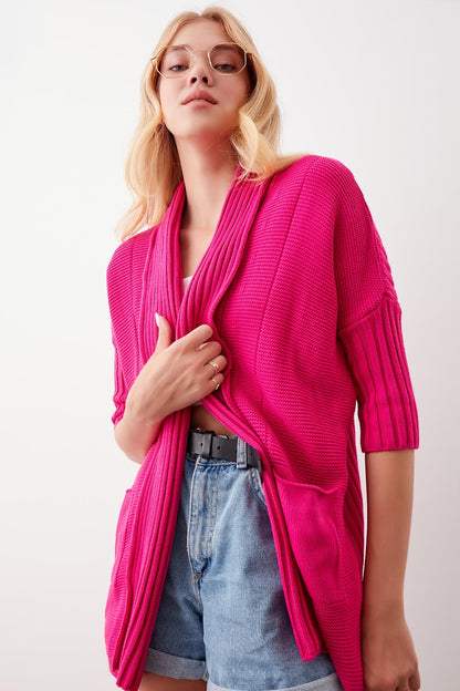 BAT SLEEVE LOOSE KNITTED CARDIGAN